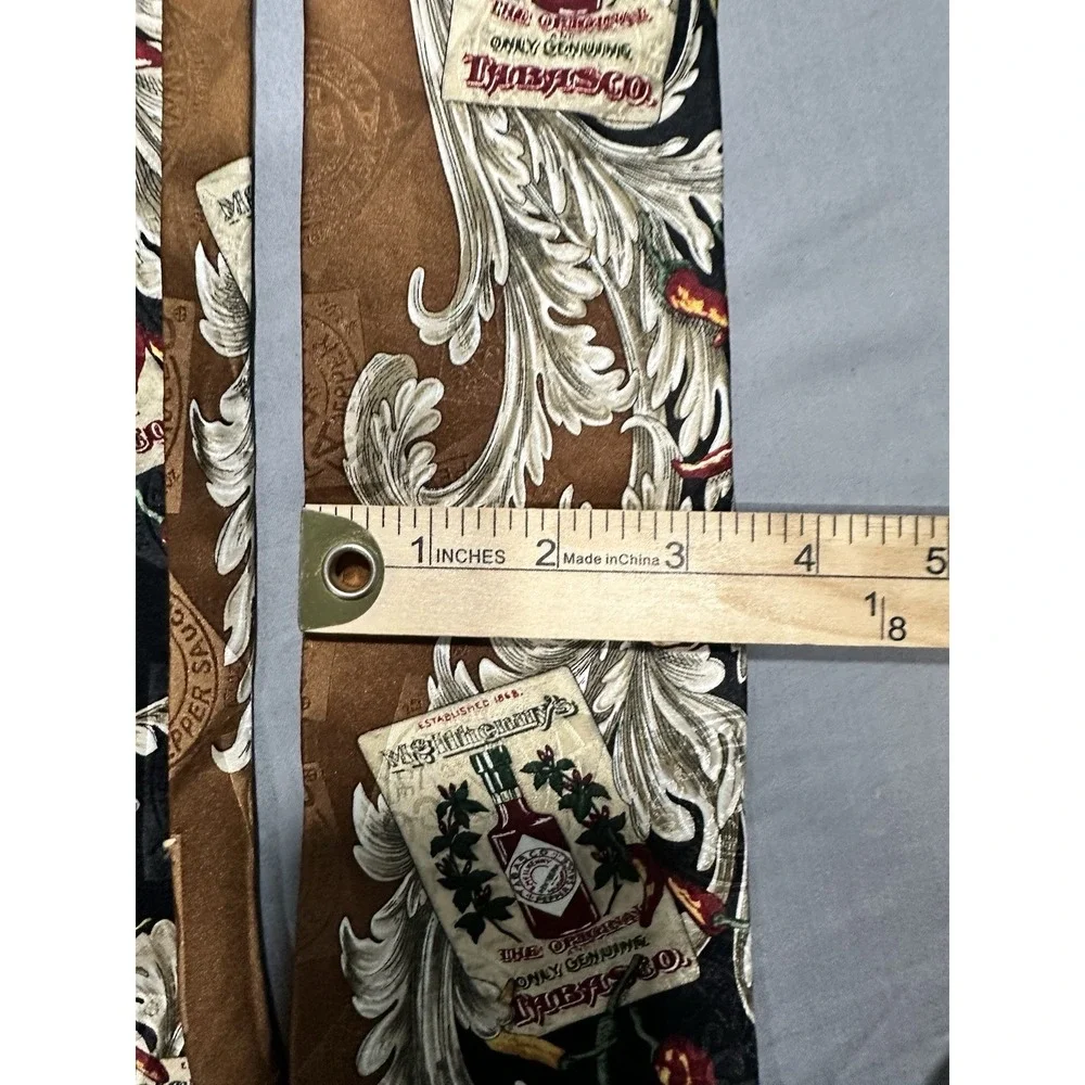 VTG Tabasco Filigree Brown/Black Silk‎ Neck Tie